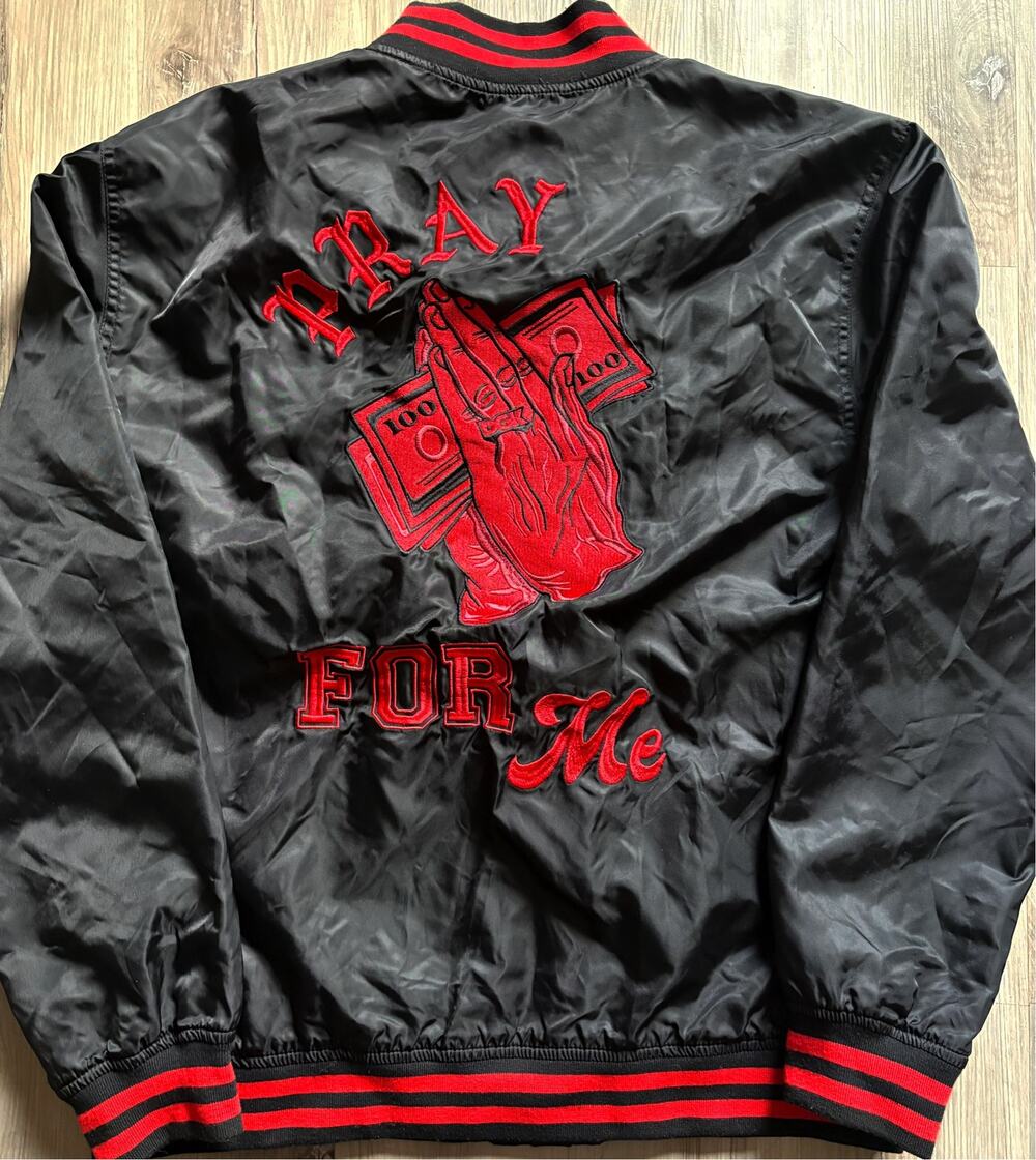 RARE DGK Devotion "PRAY FOR ME" Red & Black Varsity Jacket Men’s Sz Large EUC